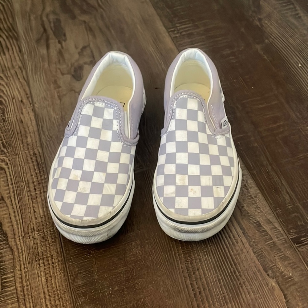Toddler girls lightly worn checker vans shoes